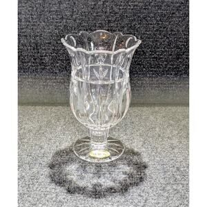 Block Crystal Tulip Garden Hurricane Footed Pedestal Vase